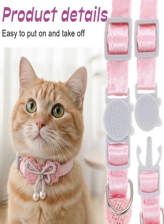 Hpmjz 3Pcs Adorable Cat Collar with Bow, Cute Kitten Collars for Girl Cats Adjustable Pink Cat Bows Breakaway Safety Cats Bowtie Collar Pet Collars with Safety Buckle Soft Necklace with Bowtie for Pet - Image 4